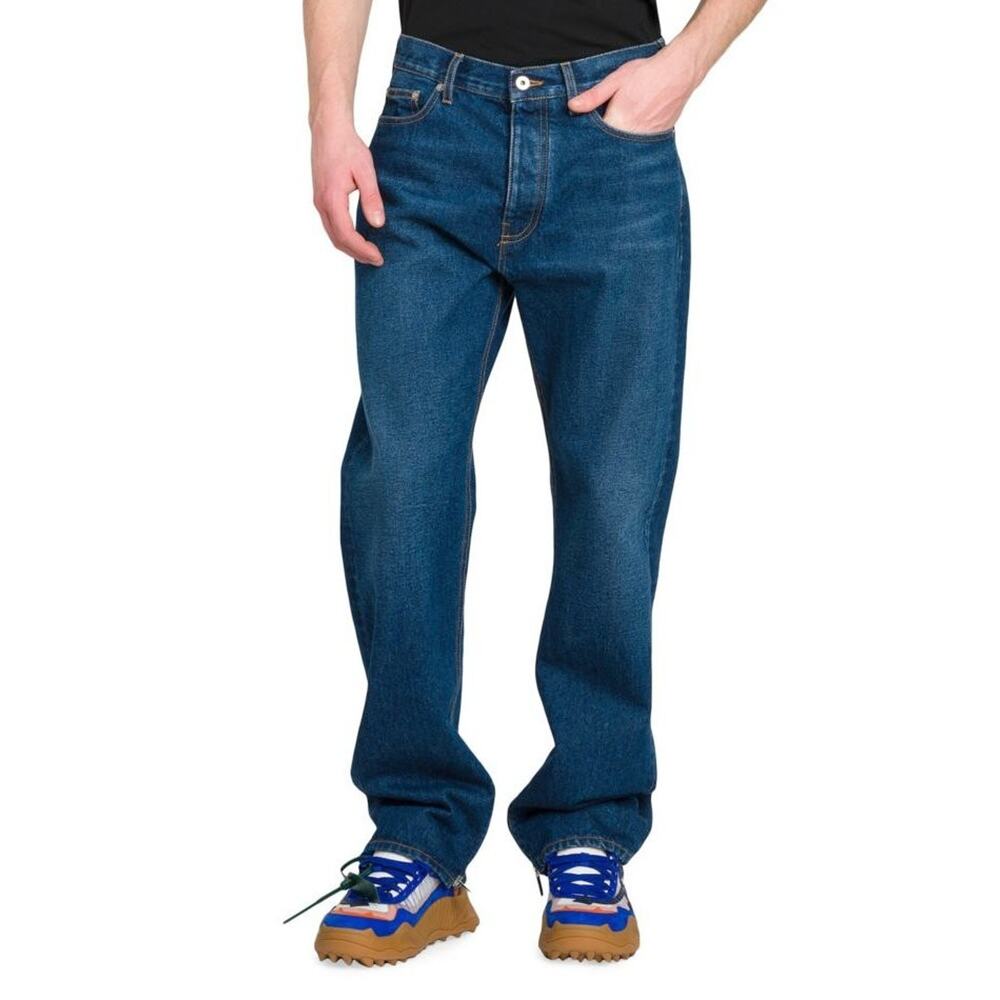 $1,195 NWT Off-White Blue Arrow Zipper Medium Blue Skate Jeans 5 Pocket Size 38